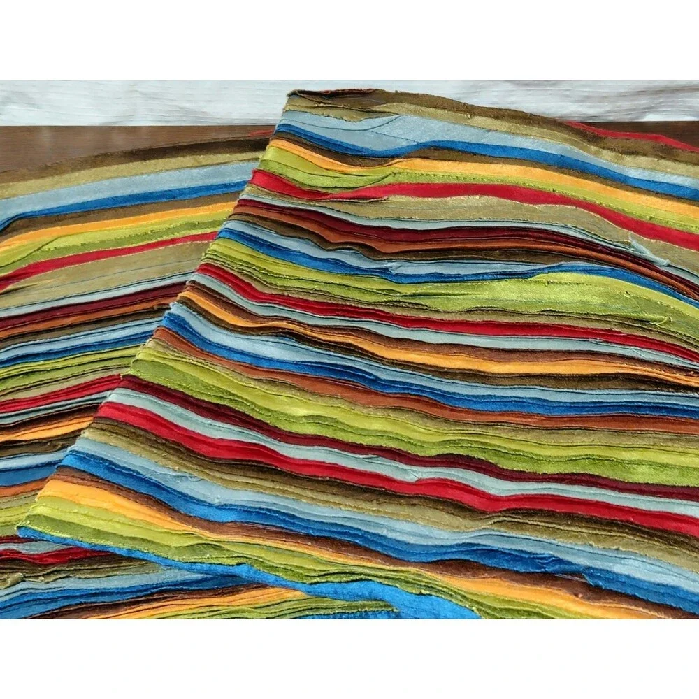 Pair of Vtg Boho Pier One Throw Pillow Covers Colorful Ribbon Pattern 17